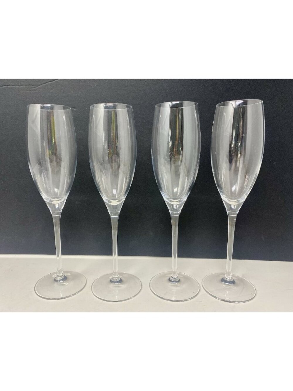 Set Of 4 Crystal Long Stemmed Wine Or Champagne Flutes Glasses 10” Mimosas